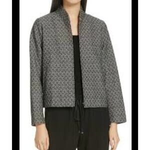 EILEEN FISHER Cotton Blend Jacquard Flight Jacket SIZE L MSRP $278 Long Sleeve
